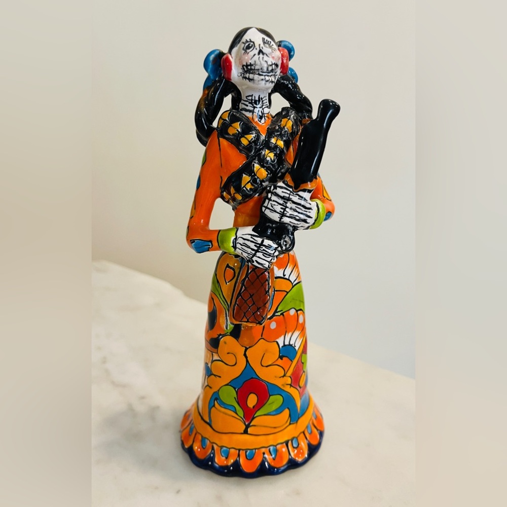 Talavera Mexican Folk Art Catrina   Handmade ceramic Day of the Dead